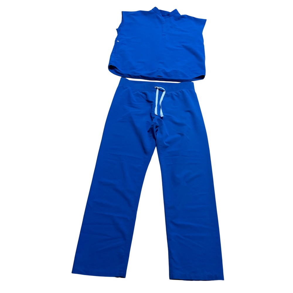 FIGS Royal Blue Scrub Set Rafaela top sz M Livingston pants sz L Nurse Workwear